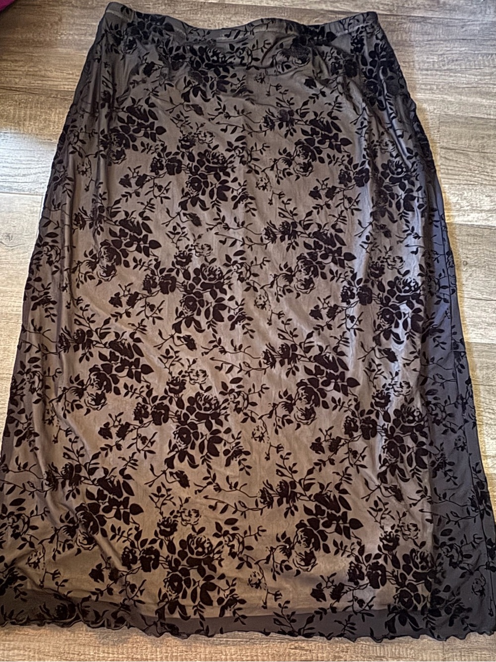 Cider Black Floral Midi Skirt